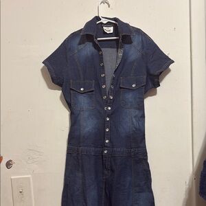 Denim Button-Up Jumpsuit